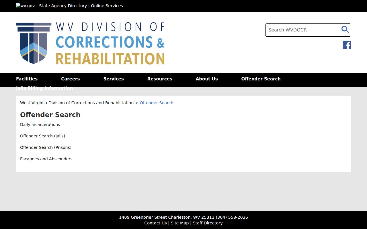Nicholas County arrest and custody records at WVDCR Offender Search