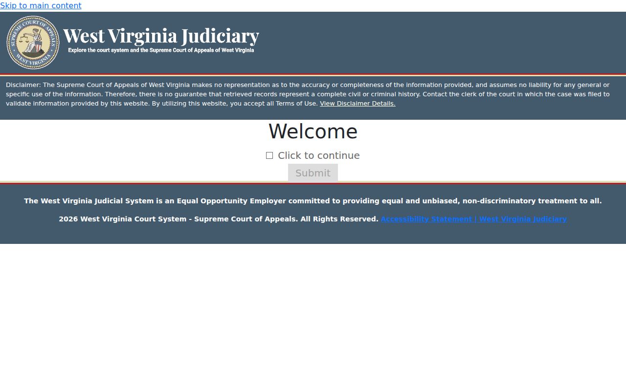 Nicholas County criminal records in the Magistrate search interface