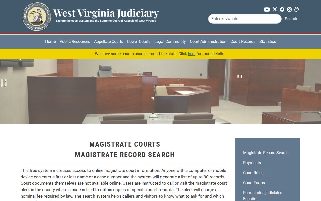 Nicholas County magistrate court case search instructions