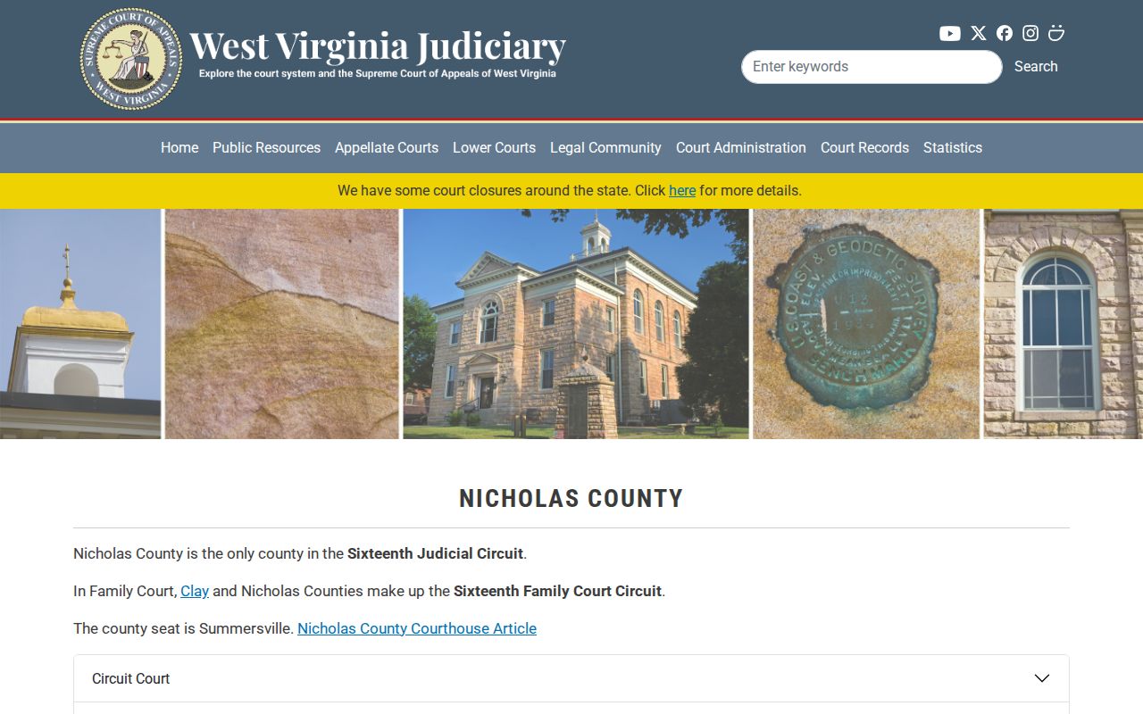 Nicholas County court case directory from the West Virginia Judiciary