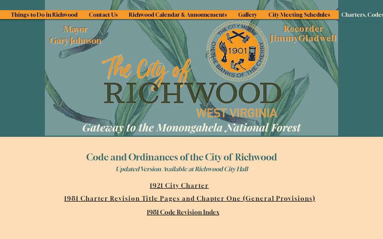 Richwood charter and code access source for municipal records